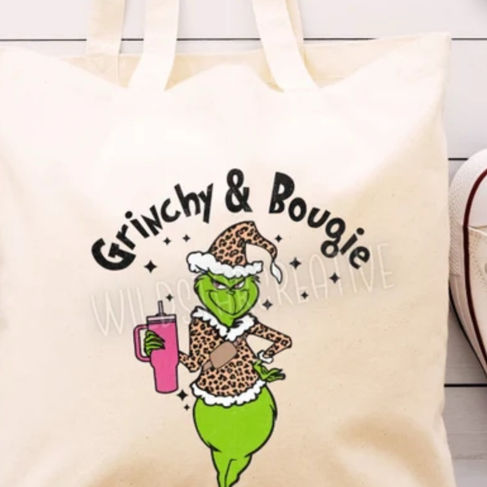 Grinch’s Bougie Tote Bag Comfort Colors Cream Grinchy & Bougie Tote
